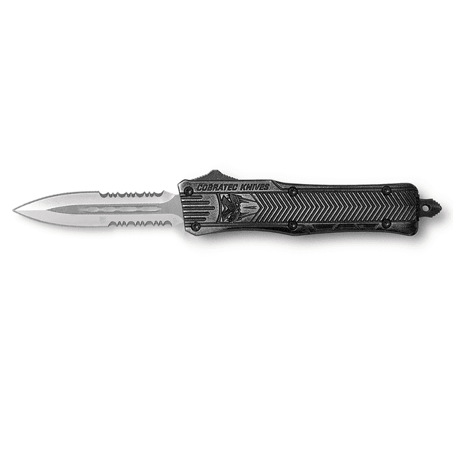 CobraTec CTK-1 OTF Knife with 2.75" Part Serrated D2 Steel Blade - SSWCTK1SDAG2SS CobraTec CTK-1 OTF Knife with 2.75" Part Serrated D2 Steel Blade - SSWCTK1SDAG2SS
