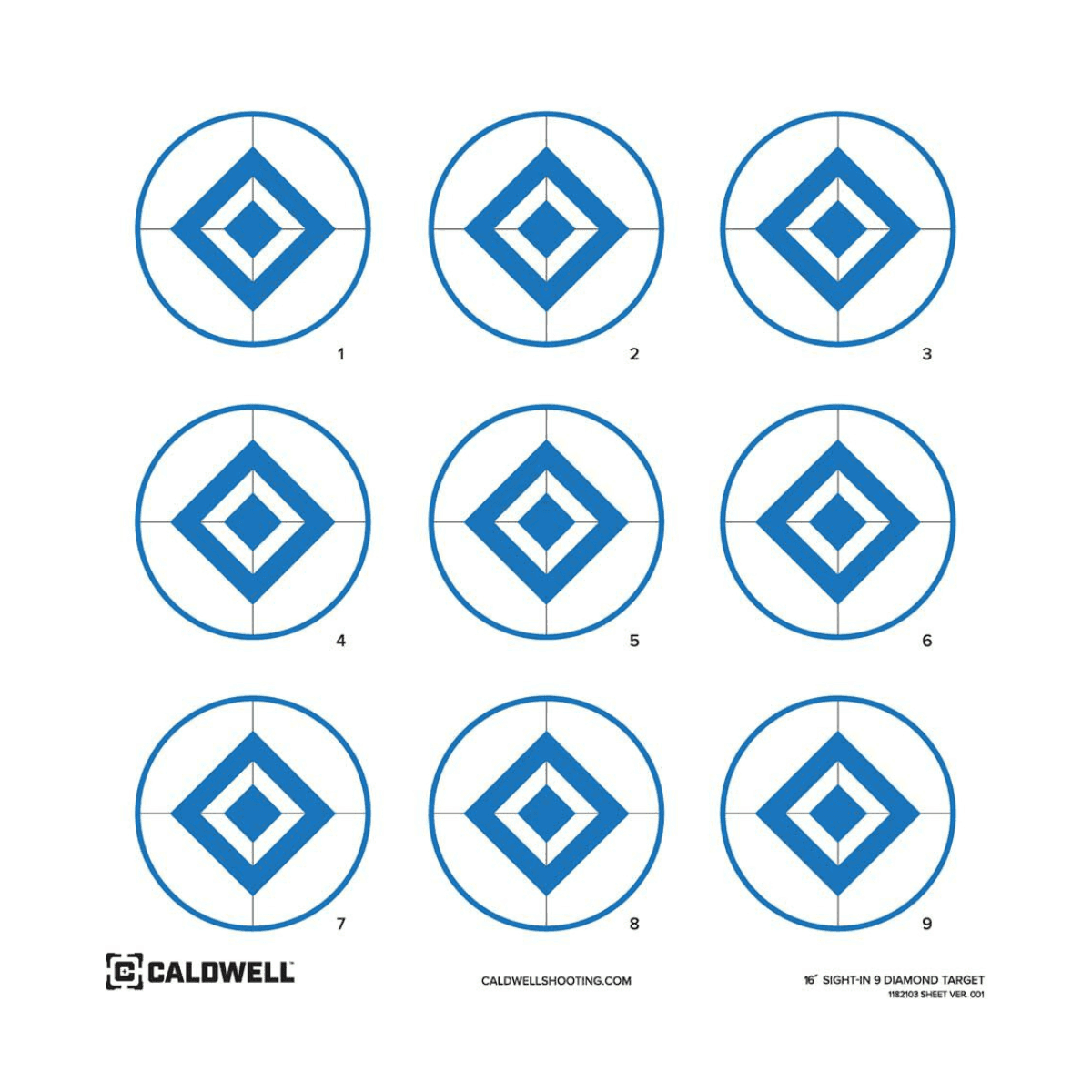 Caldwell Diamond Self-Adhesive 16" Blue/White target, 10 Pack - 1175519 Caldwell Diamond Self-Adhesive 16" Blue/White target, 10 Pack - 1175519