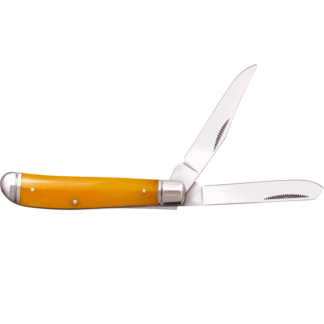 Cold Steel Trapper Mini Folding Knife with 2.60"/2.70" Clip/Spey Plain Blade, 3Cr13MoV SS, Yellow Bone Handle with Polished Bolsters - CSFLMTRPRY Cold Steel Trapper Mini Folding Knife with 2.60"/2.70" Clip/Spey Plain Blade, 3Cr13MoV SS, Yellow Bone Handle with Polished Bolsters - CSFLMTRPRY