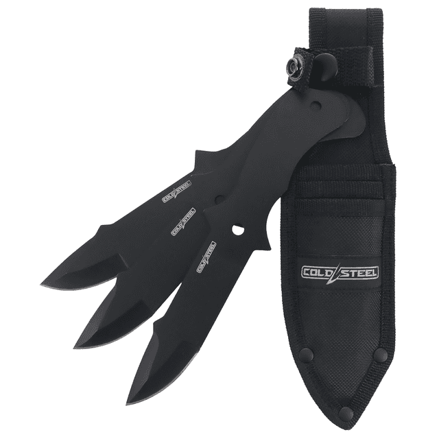 Cold Steel Throwing Knives Set of 3 with 8" Fixed Drop Point Plain Black Oxide 420 Stainless Steel Blade, Includes Sheath - CSTH80KVC3PK Cold Steel Throwing Knives Set of 3 with 8" Fixed Drop Point Plain Black Oxide 420 Stainless Steel Blade, Includes Sheath - CSTH80KVC3PK