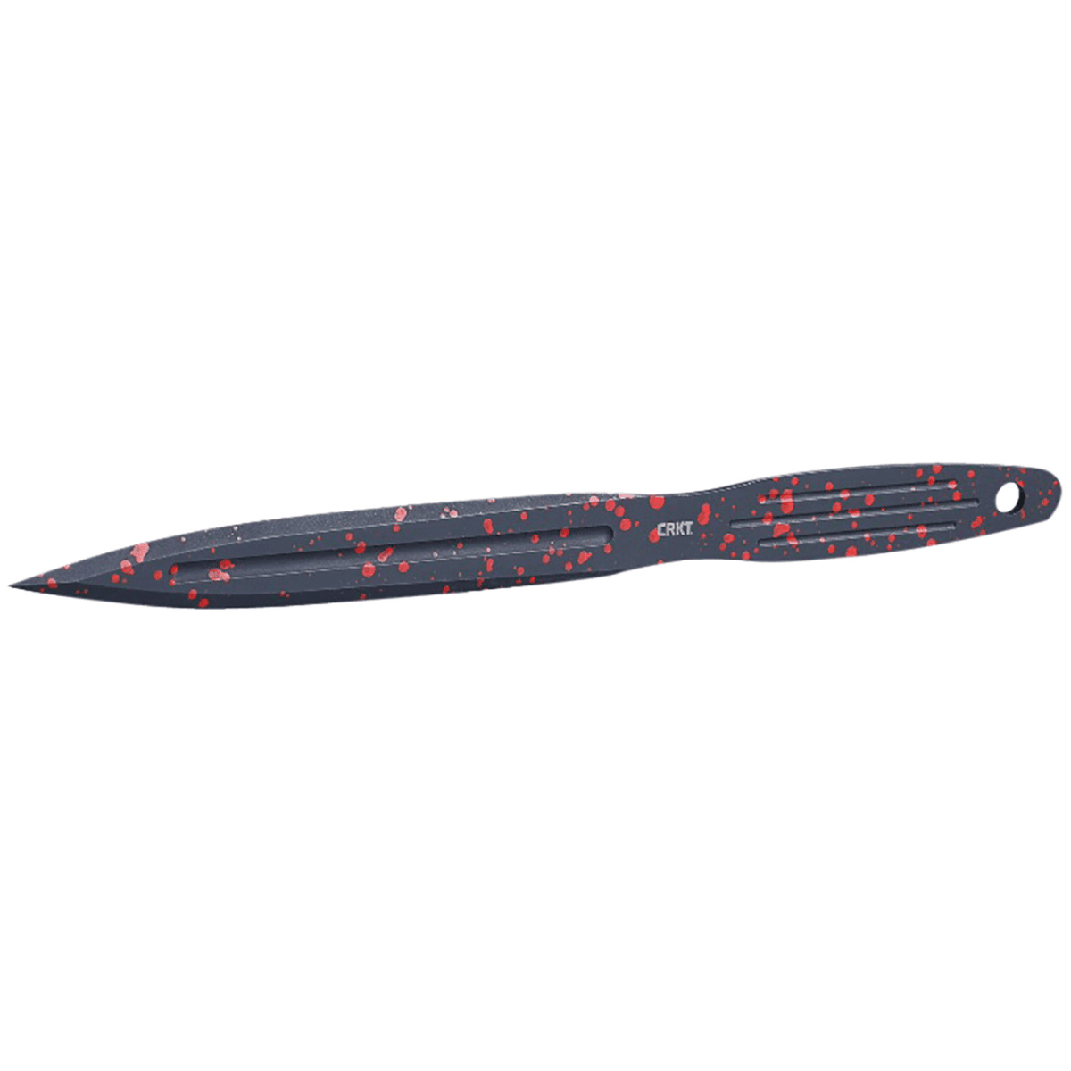 CRKT Onion Throwing Knives Set with 6.25" Fixed Spear Point Plain Non-Sharp Black/Red Spatter 1050 High Carbon, Includes Sheath - K930RKP CRKT Onion Throwing Knives Set with 6.25" Fixed Spear Point Plain Non-Sharp Black/Red Spatter 1050 High Carbon, Includes Sheath - K930RKP