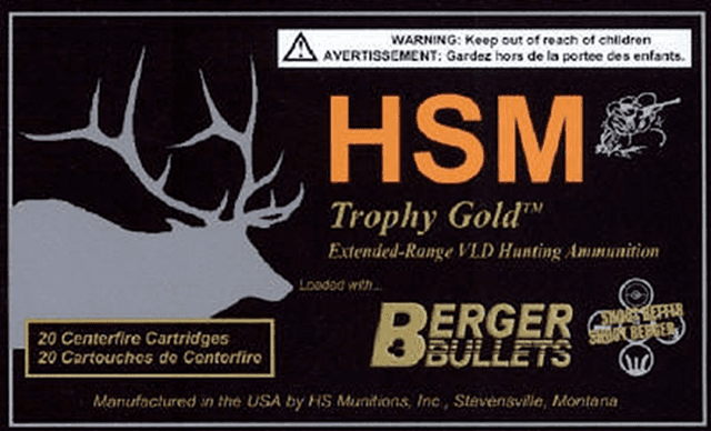HSM Trophy Gold Extended Range 6mm 95 gr Berger Hunting VLD Match 20 Per Box/ 25 Case - 6REM95VLD HSM Trophy Gold Extended Range 6mm 95 gr Berger Hunting VLD Match 20 Per Box/ 25 Case - 6REM95VLD