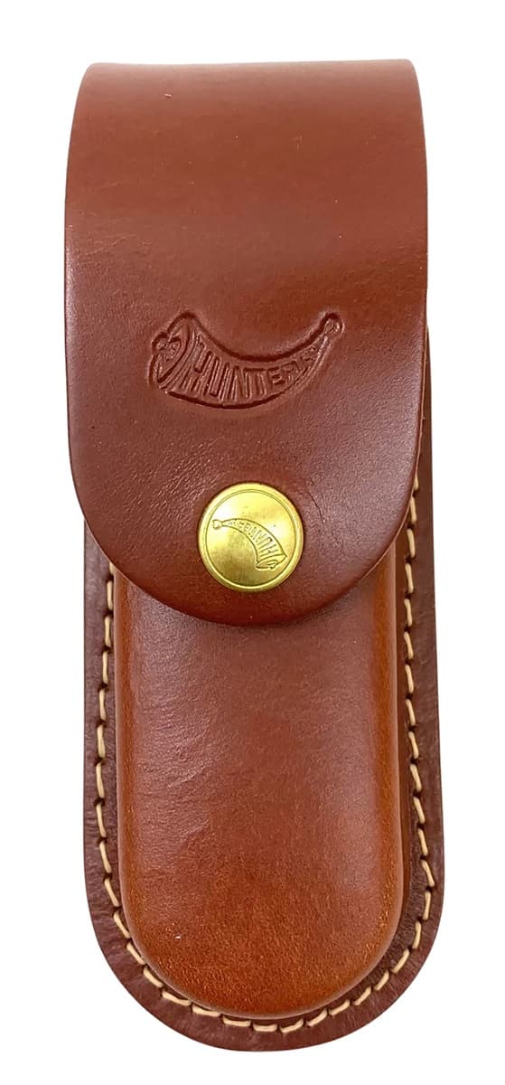 Hunter Company Knife Sheath Belt Loop Tan Leather Fits 4.75-5.50" Closed Folded Knife - 027-111 Hunter Company Knife Sheath Belt Loop Tan Leather Fits 4.75-5.50" Closed Folded Knife - 027-111