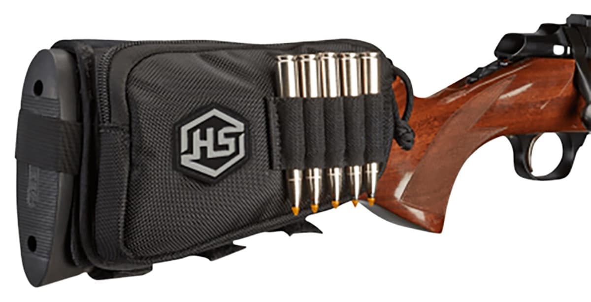 Hunters Specialties Buttstock Shell Holder W/Pouch Holds 5 Cartridges Black Polyester - 01620 Hunters Specialties Buttstock Shell Holder W/Pouch Holds 5 Cartridges Black Polyester - 01620