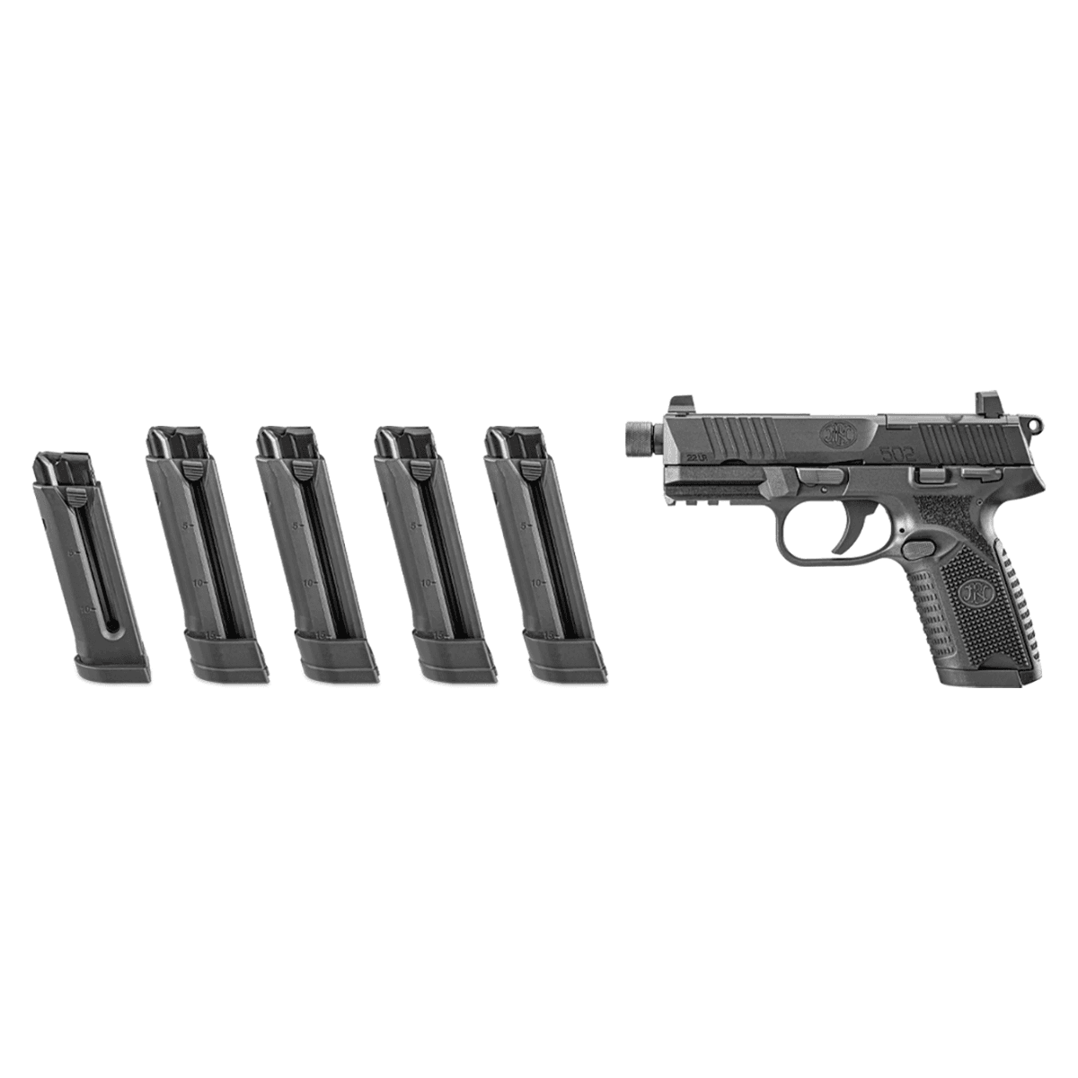 FN 502 Tactical .22 LR Pistol with 4.60" Threaded Barrel, Black Frame - 66101683 FN 502 Tactical .22 LR Pistol with 4.60" Threaded Barrel, Black Frame - 66101683