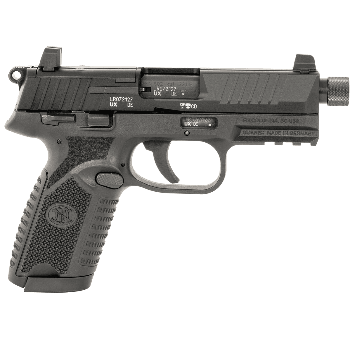 FN 502 Tactical .22 LR Pistol with 4.60" Threaded Barrel, Black Optic Ready Slide, and Polymer Frame - 66101684 FN 502 Tactical .22 LR Pistol with 4.60" Threaded Barrel, Black Optic Ready Slide, and Polymer Frame - 66101684