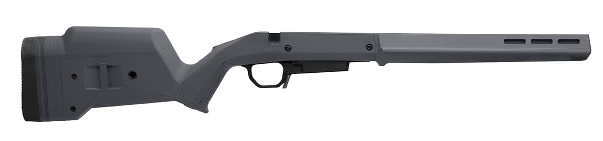 Magpul Hunter American Stock Gray Adjustable Synthetic Stock with Aluminum Chassis for Short Action Ruger American Right Hand Includes STANAG Mag Well - MAG1207GRY Magpul Hunter American Stock Gray Adjustable Synthetic Stock with Aluminum Chassis for Short Action Ruger American Right Hand Includes STANAG Mag Well - MAG1207GRY