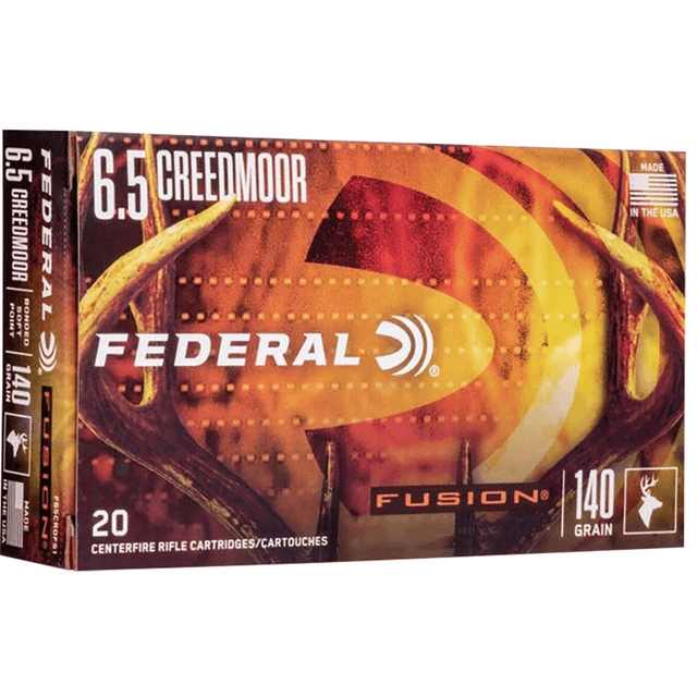 Federal Fusion 6.5 Creedmoor 140gr Bonded Soft Point, 20 Rounds per Box, 10 Boxes per Case - F65CRDTFS1 Federal Fusion 6.5 Creedmoor 140gr Bonded Soft Point, 20 Rounds per Box, 10 Boxes per Case - F65CRDTFS1