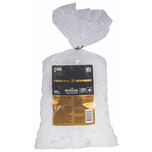 Federal Podium Wad Premium 12 Gauge 1 oz, White Plastic, 500 Wads per Box, 10 Boxes per Case - 12P1 Federal Podium Wad Premium 12 Gauge 1 oz, White Plastic, 500 Wads per Box, 10 Boxes per Case - 12P1