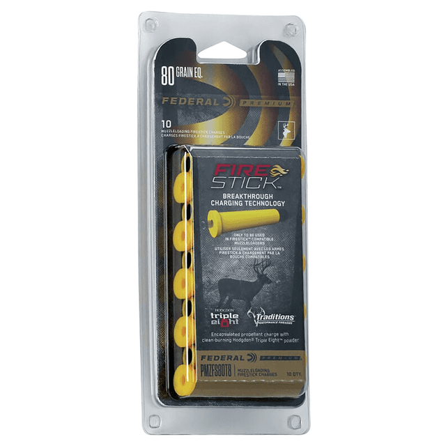 Federal Premium Fire Stick Muzzleloader 50 Cal 80gr, 10 Per Box, 10 Boxes per Case, *For Traditions Nitro Only - PMZFS80T8 Federal Premium Fire Stick Muzzleloader 50 Cal 80gr, 10 Per Box, 10 Boxes per Case, *For Traditions Nitro Only - PMZFS80T8