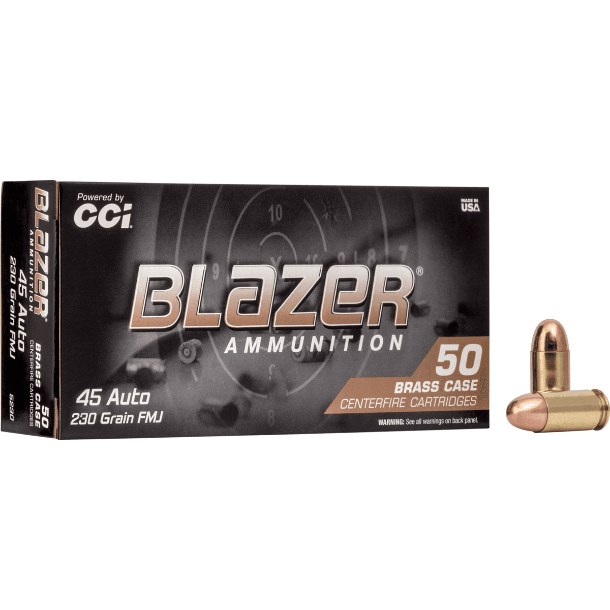 CCI 5230 Blazer Brass Handgun 45ACP 230gr Full Metal Jacket 50 Per Box CCI 5230 Blazer Brass Handgun 45ACP 230gr Full Metal Jacket 50 Per Box
