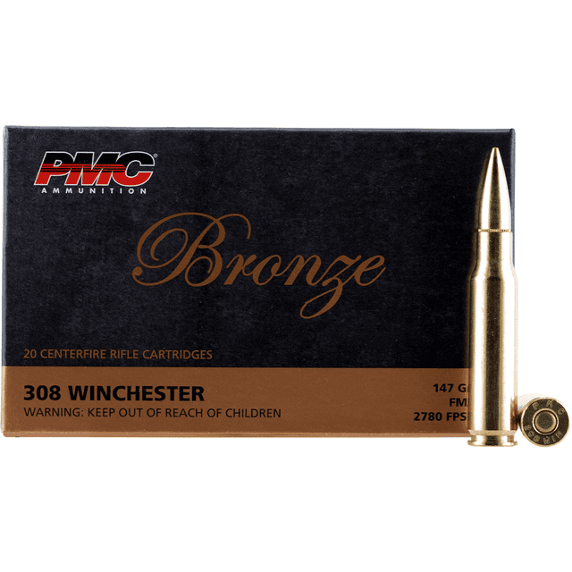 PMC 308B Bronze 308Win 147gr Full Metal Jacket Boat Tail 20 Per Box PMC 308B Bronze 308Win 147gr Full Metal Jacket Boat Tail 20 Per Box