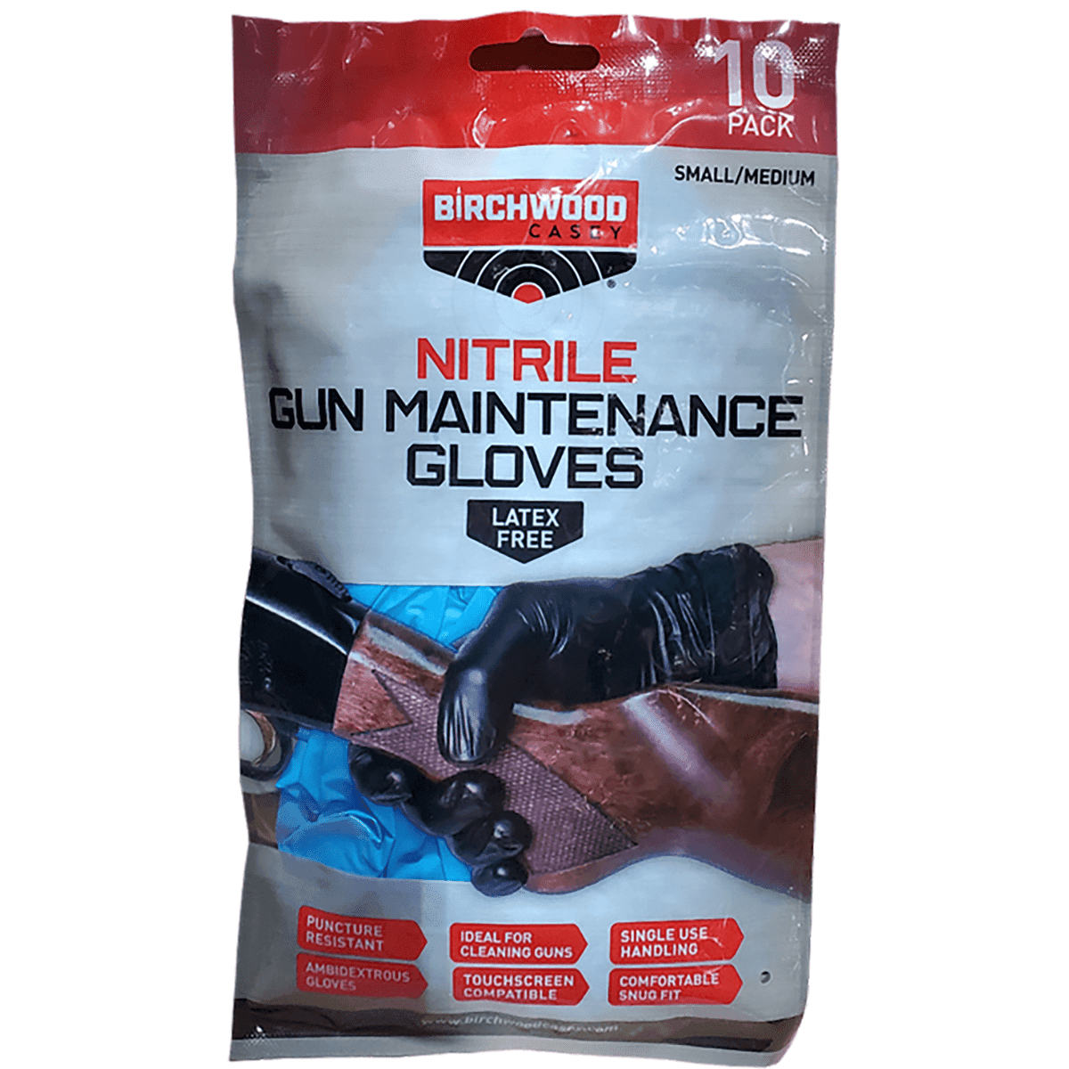 Birchwood Casey Nitrile Gun Maintenance Gloves, Sm/Med 10 Pack - NGLVS-M Birchwood Casey Nitrile Gun Maintenance Gloves, Sm/Med 10 Pack - NGLVS-M