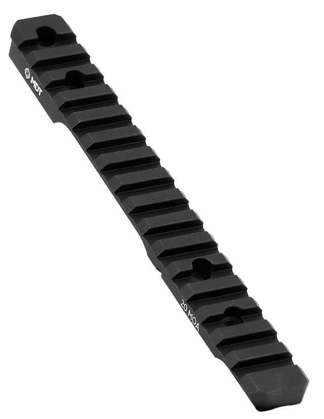 Mdt Sporting Goods Inc Picatinny Scope Rail Black Anodized Aluminum 11" Long, Fits Remington 700 SA, 20 MOA - 102187BLK Mdt Sporting Goods Inc Picatinny Scope Rail Black Anodized Aluminum 11" Long, Fits Remington 700 SA, 20 MOA - 102187BLK