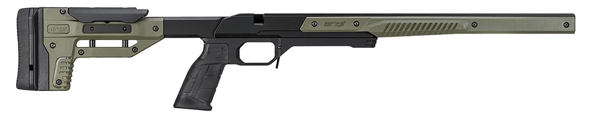 Mdt Sporting Goods Inc Oryx Chassis OD Green/Black Aluminum, Adj. Cheekrest, M-LOK Forend, AR-Style Grip, Barricade Stop, AICS Mag Compatible, Fits Short Action Savage Axis - 104226ODG Mdt Sporting Goods Inc Oryx Chassis OD Green/Black Aluminum, Adj. Cheekrest, M-LOK Forend, AR-Style Grip, Barricade Stop, AICS Mag Compatible, Fits Short Action Savage Axis - 104226ODG