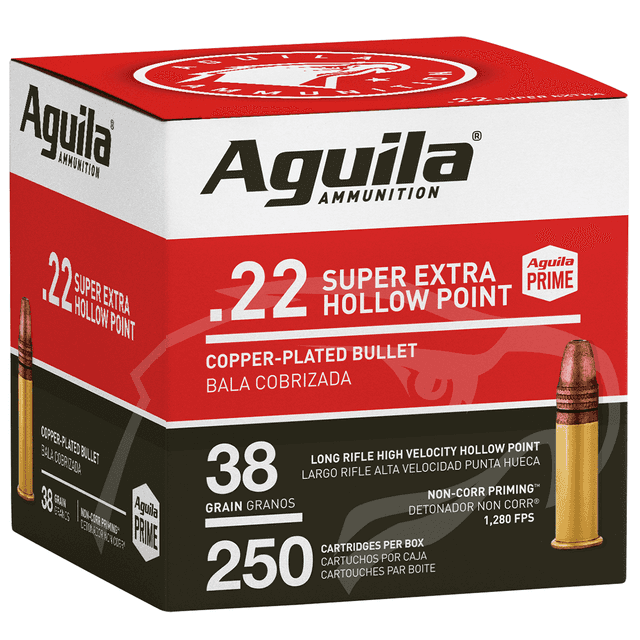 Aguila 1B221103 Super Extra Rimfire 22LR 38gr Copper Plated Hollow Point 250 Per Box Aguila 1B221103 Super Extra Rimfire 22LR 38gr Copper Plated Hollow Point 250 Per Box