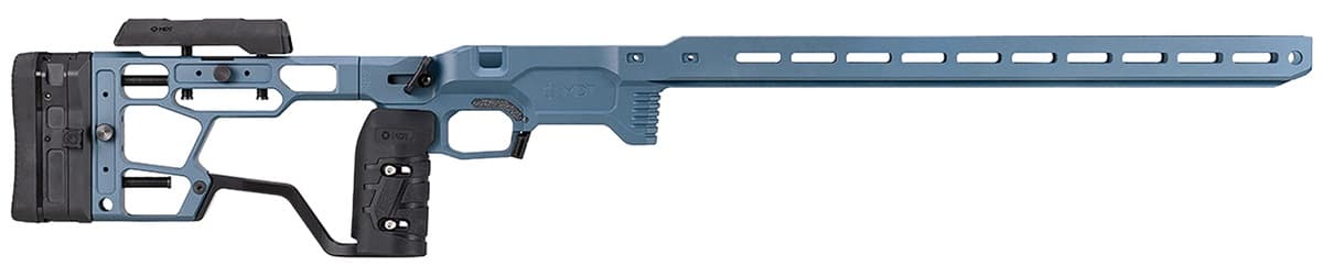 Mdt Sporting Goods Inc ACC Elite Chassis Titanium Blue Aluminum, SRS-X Elite Stock with Adj. Cheekrest/Buttpad, Vertical AR-Style Grip, M-LOK Forend & Thumb Rest, AICS Mag Compatible, Fits Short Action Remington 700 - 106557TBL Mdt Sporting Goods Inc ACC Elite Chassis Titanium Blue Aluminum, SRS-X Elite Stock with Adj. Cheekrest/Buttpad, Vertical AR-Style Grip, M-LOK Forend & Thumb Rest, AICS Mag Compatible, Fits Short Action Remington 700 - 106557TBL