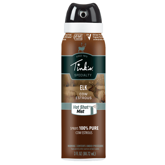 Tinks Hot Shot Mist Attractant, Elk Cow in Estrous Scent, 3 oz Aerosol - W5330 Tinks Hot Shot Mist Attractant, Elk Cow in Estrous Scent, 3 oz Aerosol - W5330
