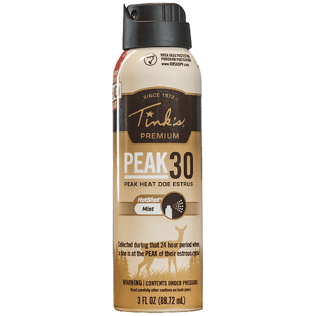 Tinks Peak30 Hot Shot Deer Attractant, Doe in Estrus Scent, 3 oz Mist - W5343 Tinks Peak30 Hot Shot Deer Attractant, Doe in Estrus Scent, 3 oz Mist - W5343