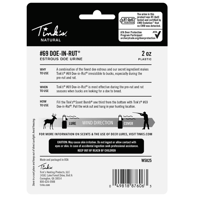 Tinks #69 Value Pack Deer Attractant Doe In Rut Scent – 2 oz Squeeze Bottle - W5825 Tinks #69 Value Pack Deer Attractant Doe In Rut Scent – 2 oz Squeeze Bottle - W5825