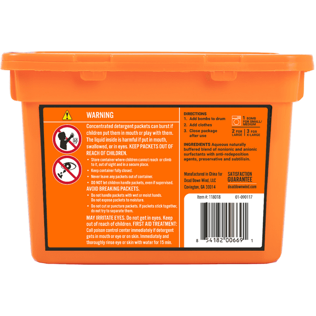 Dead Down Wind Laundry Bombs Odor Eliminator – Unscented, 12.24 oz Tub (18 Count) - 118318 Dead Down Wind Laundry Bombs Odor Eliminator – Unscented, 12.24 oz Tub (18 Count) - 118318
