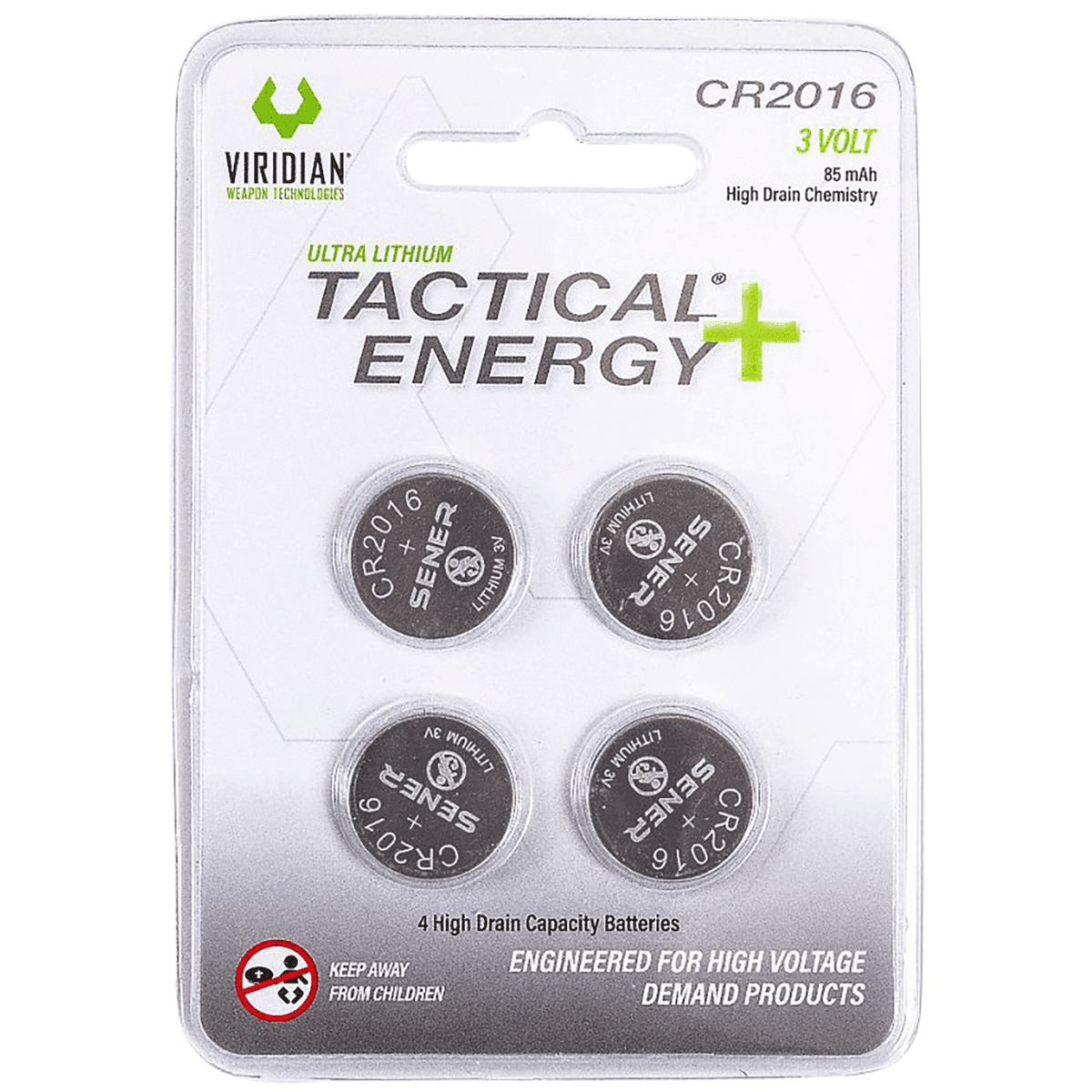 Viridian Tactical Energy CR2016 Lithium Battery, 3.0 Volts 85 mAh - 3500013 Viridian Tactical Energy CR2016 Lithium Battery, 3.0 Volts 85 mAh - 3500013