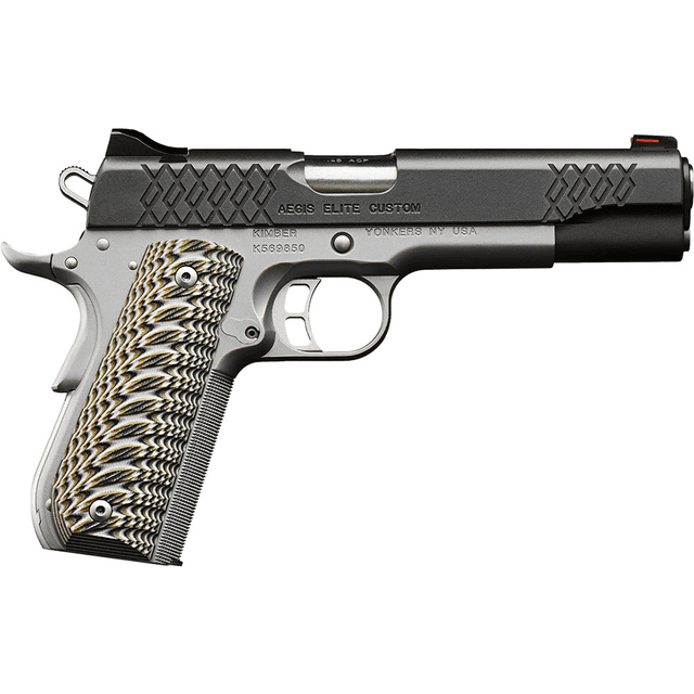 Kimber 3000351 Aegis Elite Custom 45 ACP 8+1 5" Matte Black KimPro II Front Serrations Stainless Steel Slide G-10 Grip Kimber 3000351 Aegis Elite Custom 45 ACP 8+1 5" Matte Black KimPro II Front Serrations Stainless Steel Slide G-10 Grip