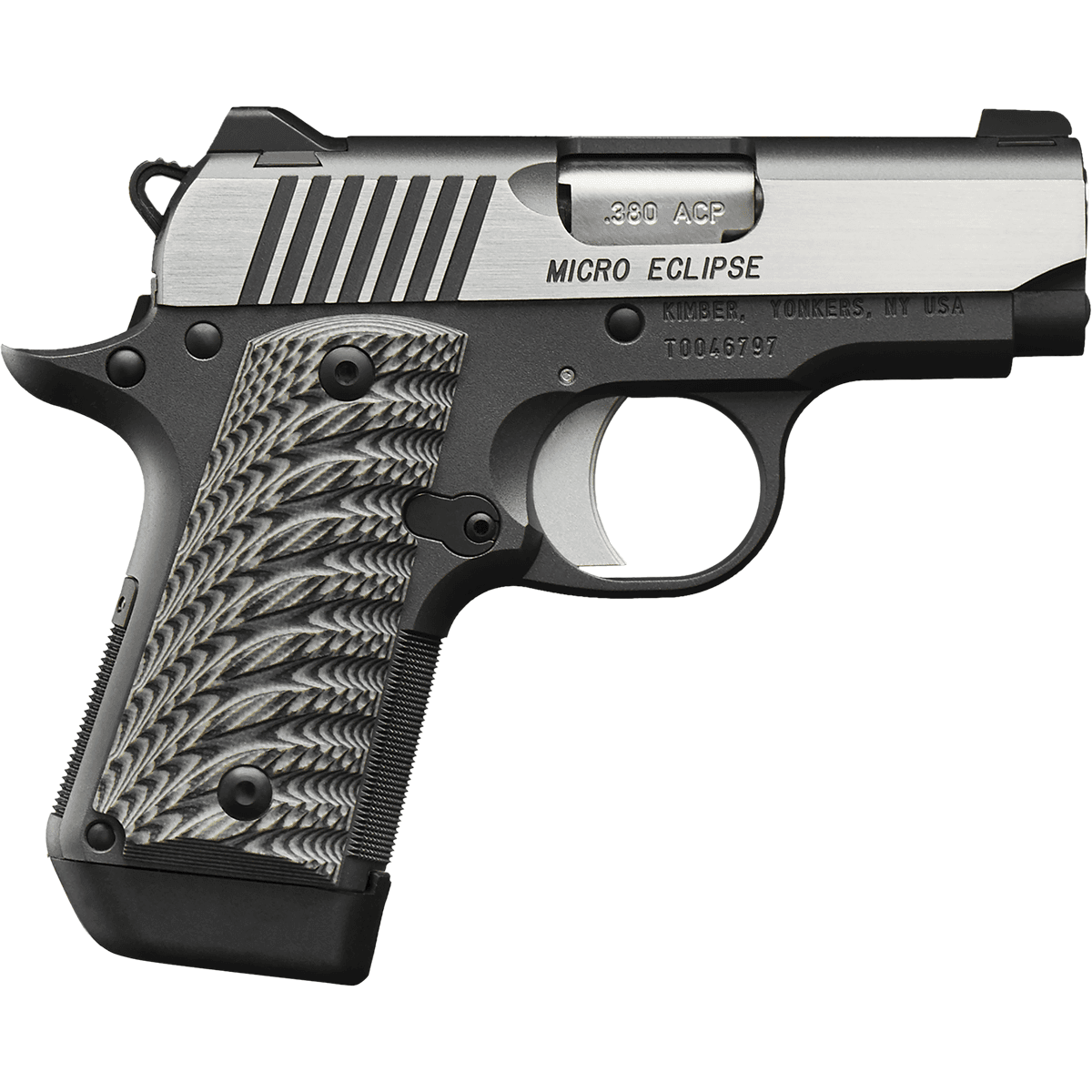 Kimber 3300188 Micro Eclipse 380 ACP 7+1 2.75" Matte Black KimPro II Flat Top Stainless Steel Slide Charcoal Gray G-10 Grip Kimber 3300188 Micro Eclipse 380 ACP 7+1 2.75" Matte Black KimPro II Flat Top Stainless Steel Slide Charcoal Gray G-10 Grip
