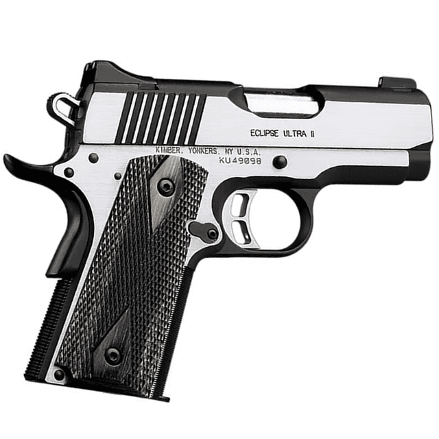 Kimber 3200042CA Eclipse Ultra II (CA) 45 ACP 7+1 3" Stainless Steel Slide Brush Polished Front Strap Checkering Laminated Gray/Black Double Diamond Grip Kimber 3200042CA Eclipse Ultra II (CA) 45 ACP 7+1 3" Stainless Steel Slide Brush Polished Front Strap Checkering Laminated Gray/Black Double Diamond Grip