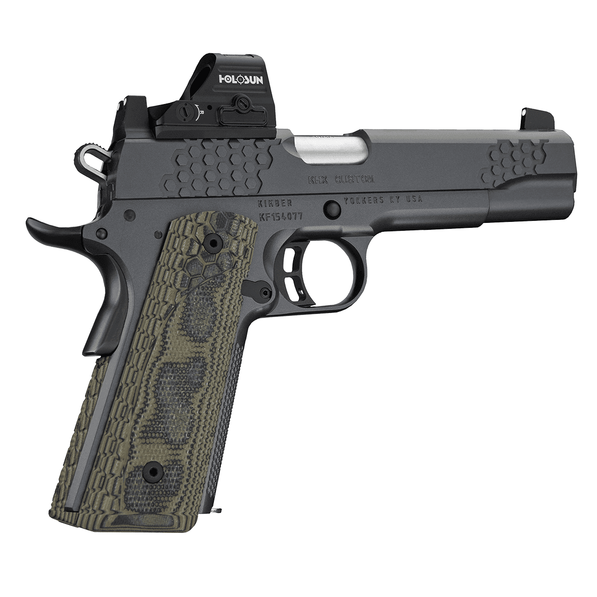 Kimber 3000434 KHX Custom (OI) 9mm 9+1 5" Front Serrations Stainless Steel Slide Gray KimPro II G-10 Grip Kimber 3000434 KHX Custom (OI) 9mm 9+1 5" Front Serrations Stainless Steel Slide Gray KimPro II G-10 Grip