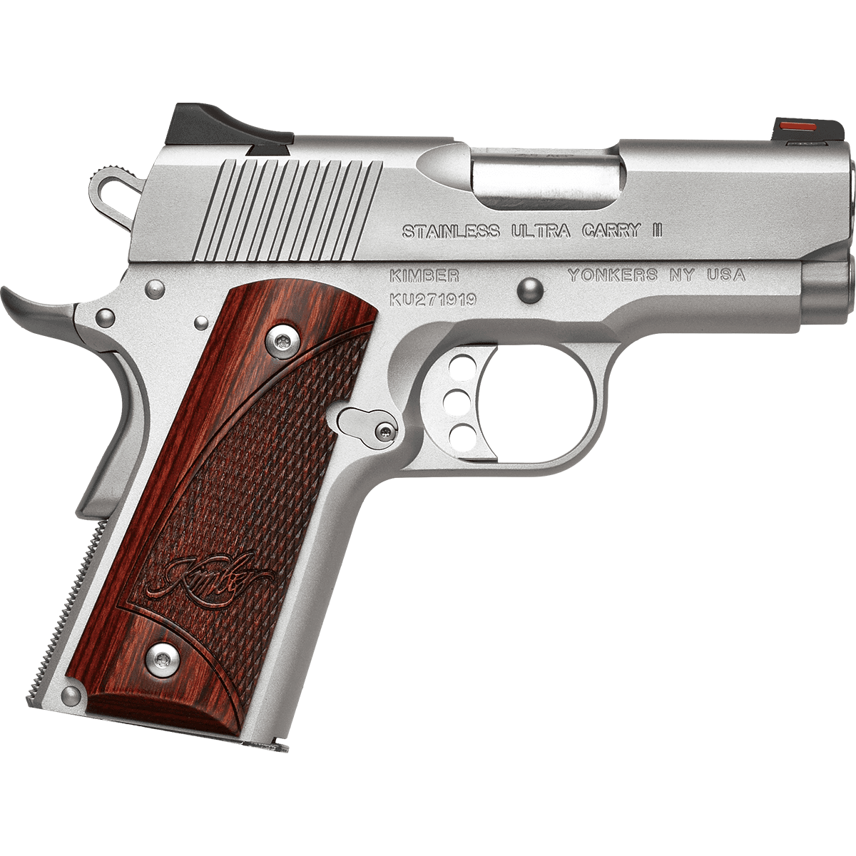 Kimber 3200329 Stainless Ultra Carry II 9mm 8+1 3" Satin Silver Stainless Steel Slide Rosewood w/ Kimber logo Grip Kimber 3200329 Stainless Ultra Carry II 9mm 8+1 3" Satin Silver Stainless Steel Slide Rosewood w/ Kimber logo Grip