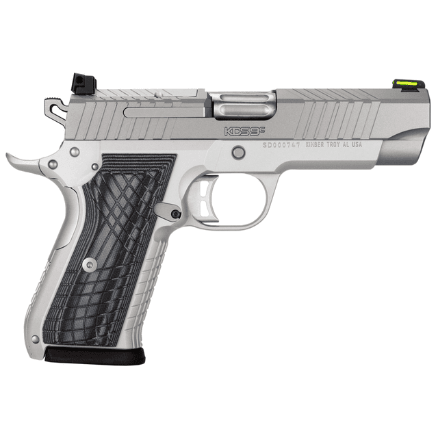 Kimber 3100012 KDS9C 9mm 15+1 4.09" KimPro Silver Front and Rear Serrations Stainless Steel Slide Gray and Black G10 Crosshatch Grip Kimber 3100012 KDS9C 9mm 15+1 4.09" KimPro Silver Front and Rear Serrations Stainless Steel Slide Gray and Black G10 Crosshatch Grip