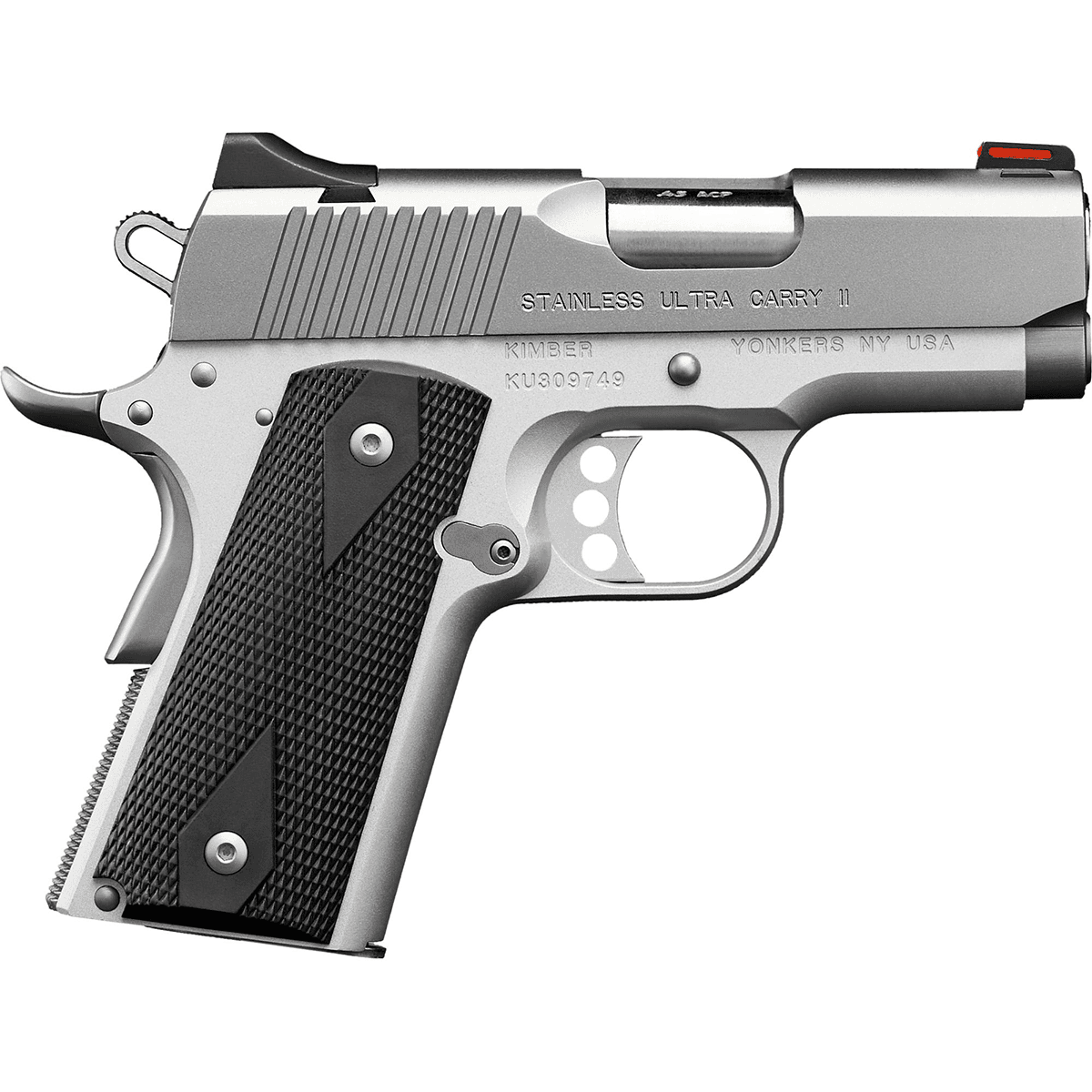 Kimber 3200062CA Stainless Ultra Carry II (CA) 45 ACP 7+1 3" Satin Silver Steel Slide Black Synthetic Double Diamond Checkering Grip Kimber 3200062CA Stainless Ultra Carry II (CA) 45 ACP 7+1 3" Satin Silver Steel Slide Black Synthetic Double Diamond Checkering Grip
