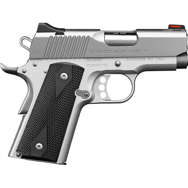 Kimber 3200062CA Stainless Ultra Carry II (CA) 45 ACP 7+1 3" Satin Silver Steel Slide Black Synthetic Double Diamond Checkering Grip Kimber 3200062CA Stainless Ultra Carry II (CA) 45 ACP 7+1 3" Satin Silver Steel Slide Black Synthetic Double Diamond Checkering Grip