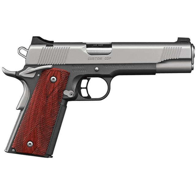 Kimber 3000234 Custom CDP 45 ACP 7+1 5" Satin Silver/KimPro II Front Serrations Charcoal Gray/KimPro II Rosewood Grip Kimber 3000234 Custom CDP 45 ACP 7+1 5" Satin Silver/KimPro II Front Serrations Charcoal Gray/KimPro II Rosewood Grip