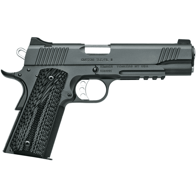 Kimber 3200336 Custom TLE/RL II 45ACP 7+1 5" Flat Top Steel Slide Matte Black Aggressively Textures G-10 Grip Kimber 3200336 Custom TLE/RL II 45ACP 7+1 5" Flat Top Steel Slide Matte Black Aggressively Textures G-10 Grip