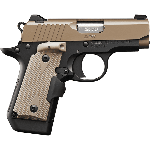 Kimber 3300209 Micro Desert Tan LG NS 380 ACP 7+1 2.75" Matte Black Stainless Steel Slide Crimson Trace Lasergrips Grip Kimber 3300209 Micro Desert Tan LG NS 380 ACP 7+1 2.75" Matte Black Stainless Steel Slide Crimson Trace Lasergrips Grip