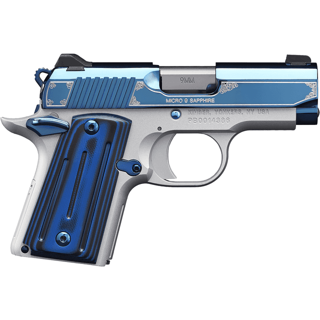 Kimber 3300111 Micro 9 Sapphire 9mm 6+1 3.15" Polished Bright Blue PVD Coating Stainless Steel Slide G-10 Grip Kimber 3300111 Micro 9 Sapphire 9mm 6+1 3.15" Polished Bright Blue PVD Coating Stainless Steel Slide G-10 Grip