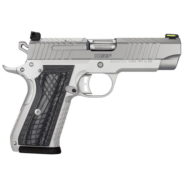 Kimber 3100013 KDS9C 9mm 10+1 4.09" KimPro Silver Front and Rear Serrations Stainless Steel Slide Gray and Black G10 Crosshatch Grip Kimber 3100013 KDS9C 9mm 10+1 4.09" KimPro Silver Front and Rear Serrations Stainless Steel Slide Gray and Black G10 Crosshatch Grip