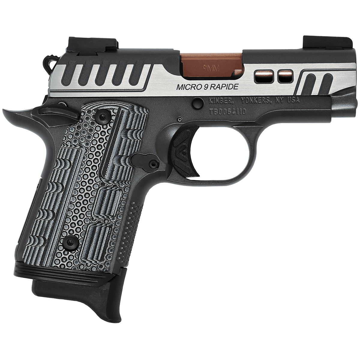 Kimber 3300235 Micro 9 Rapide Dusk 9mm 7+1 3.15" Brushed Stainless/Black KimPro II Black/Gray G10 Grip Kimber 3300235 Micro 9 Rapide Dusk 9mm 7+1 3.15" Brushed Stainless/Black KimPro II Black/Gray G10 Grip
