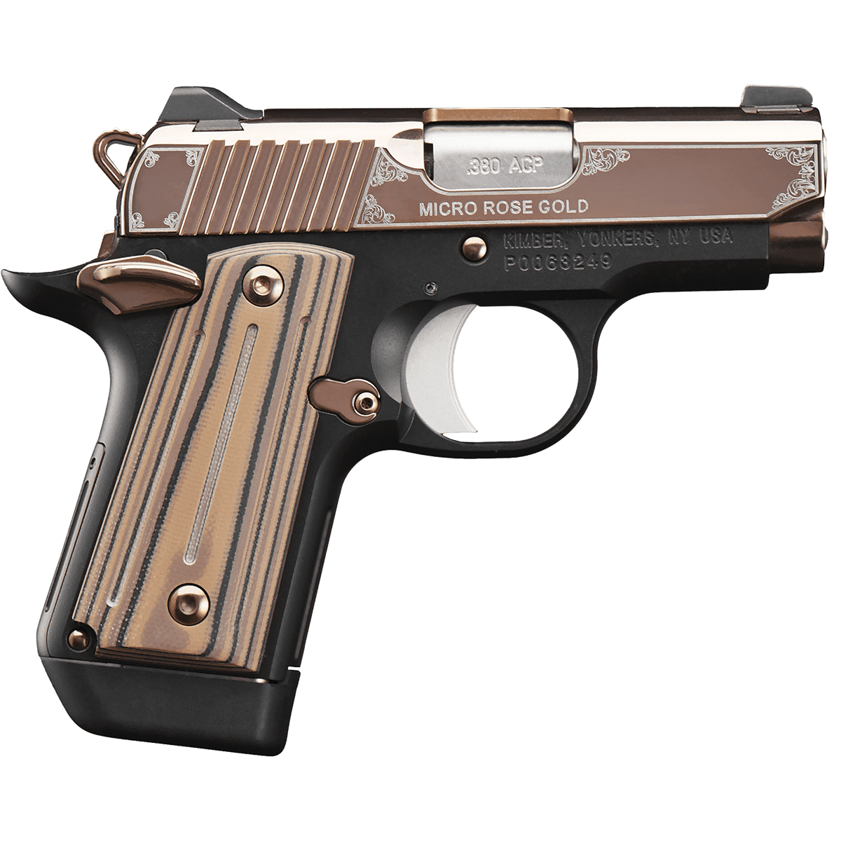 Kimber 3300173 Micro Rose Gold NS 380 ACP 7+1 2.75" Rose Gold PVD Coating Steel Slide Matte Black G10 Grip Kimber 3300173 Micro Rose Gold NS 380 ACP 7+1 2.75" Rose Gold PVD Coating Steel Slide Matte Black G10 Grip