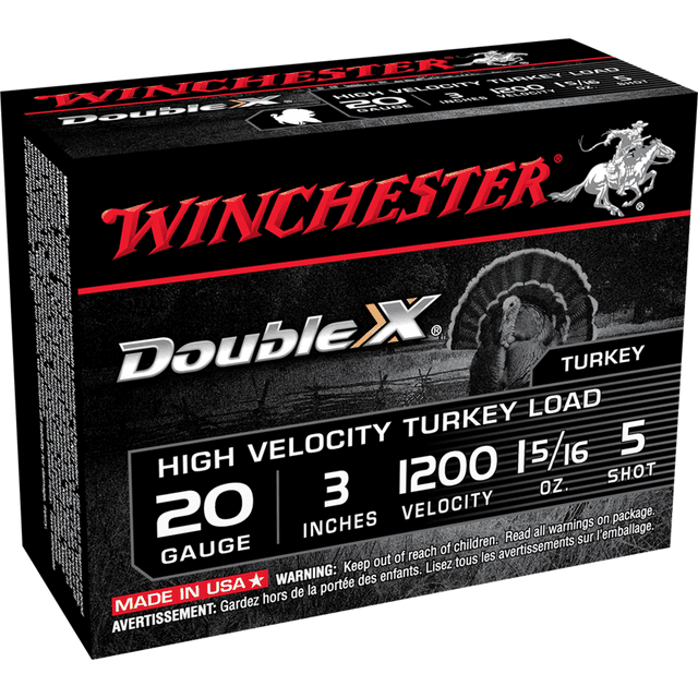 Winchester Ammo STH2035 Double X High Velocity Turkey 20 Gauge 3" 1 5/16 oz 5 Shot 10 Per Box Winchester Ammo STH2035 Double X High Velocity Turkey 20 Gauge 3" 1 5/16 oz 5 Shot 10 Per Box
