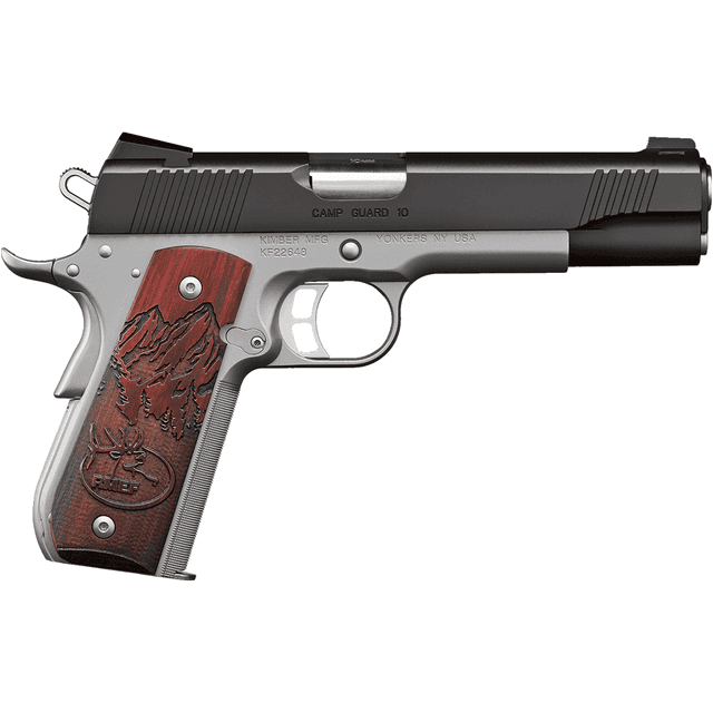 Kimber 3000233 10mm 8+1 5" Front Serrations Stainless Steel Slide Satin Silver Round Heel Rosewood Grip Kimber 3000233 10mm 8+1 5" Front Serrations Stainless Steel Slide Satin Silver Round Heel Rosewood Grip