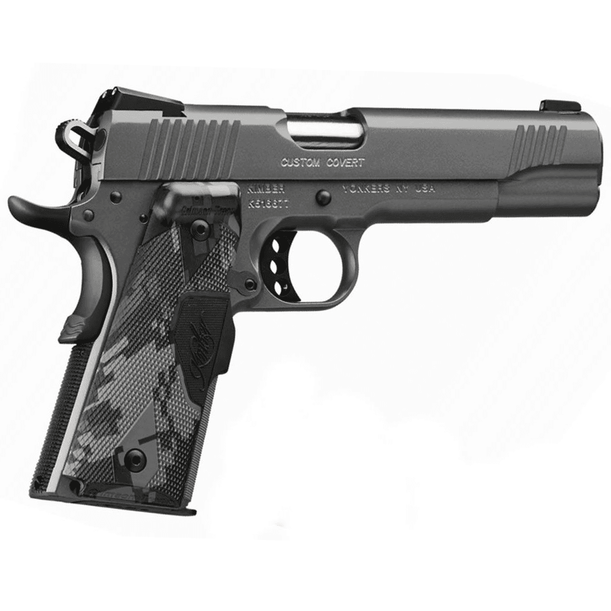 Kimber 3000235 Custom 45 ACP 5" Stainless Front Serrations Charcoal Gray/KimPro II Slide Charcoal Gray/KimPro II Crimson Trace Urban Camouflage Grip Kimber 3000235 Custom 45 ACP 5" Stainless Front Serrations Charcoal Gray/KimPro II Slide Charcoal Gray/KimPro II Crimson Trace Urban Camouflage Grip