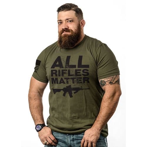 9 Line All Rifles Matter - Men's Moisture Wicking T-Shirt - Military Green 9 Line All Rifles Matter - Men's Moisture Wicking T-Shirt - Military Green