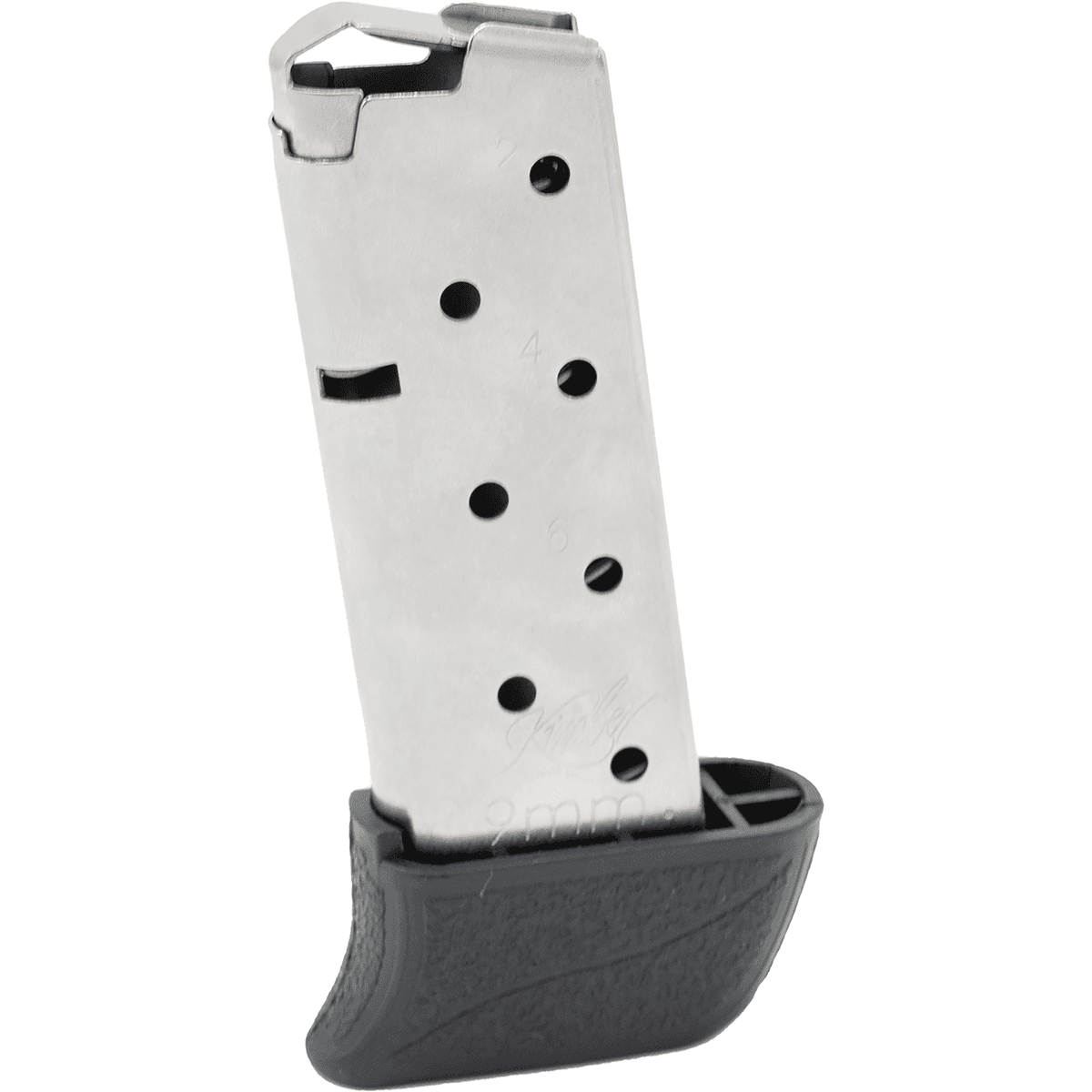 Kimber 1200848A Micro 9 w/ Extended Base Pad 8rd 9mm Silver Stainless Steel Magazine Kimber 1200848A Micro 9 w/ Extended Base Pad 8rd 9mm Silver Stainless Steel Magazine