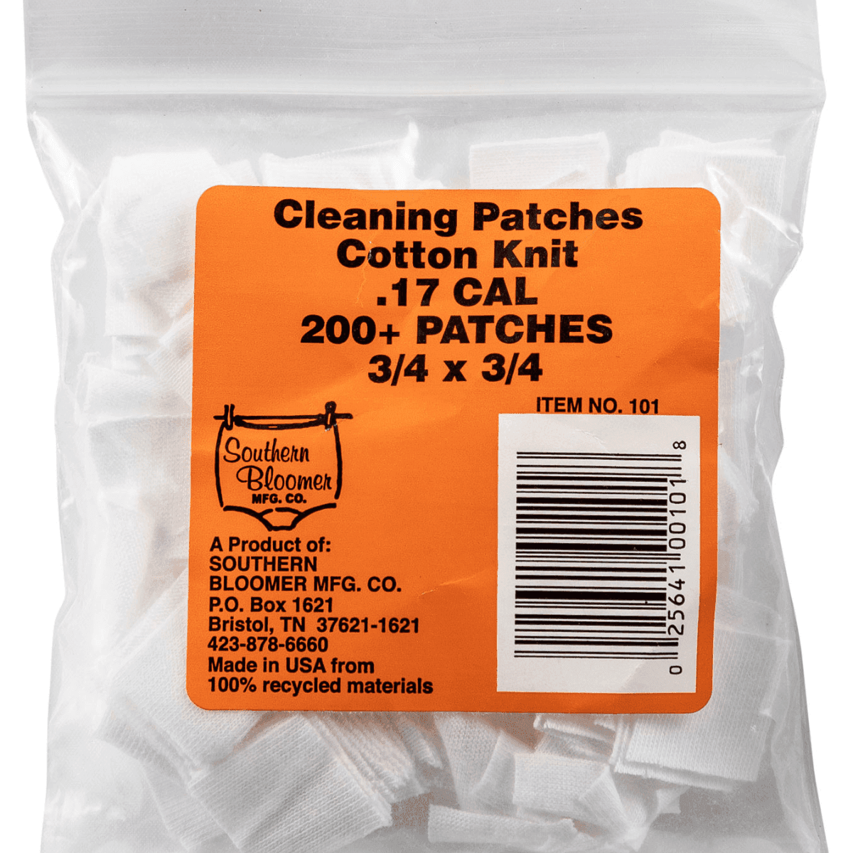 Southern Bloomer Cotton Cleaning Patches,17 Cal 200 Per Pack - 101 Southern Bloomer Cotton Cleaning Patches,17 Cal 200 Per Pack - 101