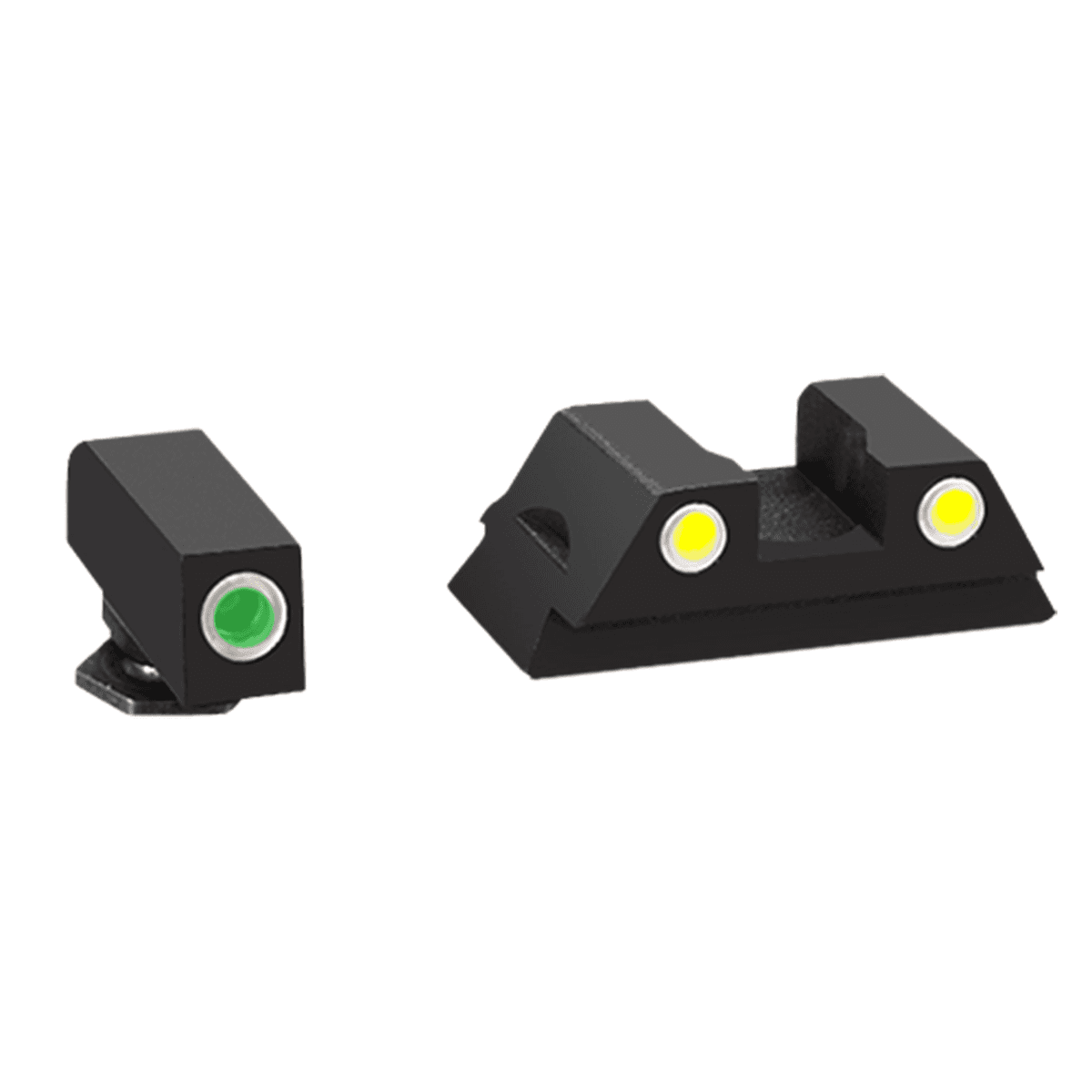 AmeriGlo GL431 Classic Tritium Sight Set for Glock Green Tritium White Outline Front Sight-Yellow Tritium White Outline Rear Sight AmeriGlo GL431 Classic Tritium Sight Set for Glock Green Tritium White Outline Front Sight-Yellow Tritium White Outline Rear Sight