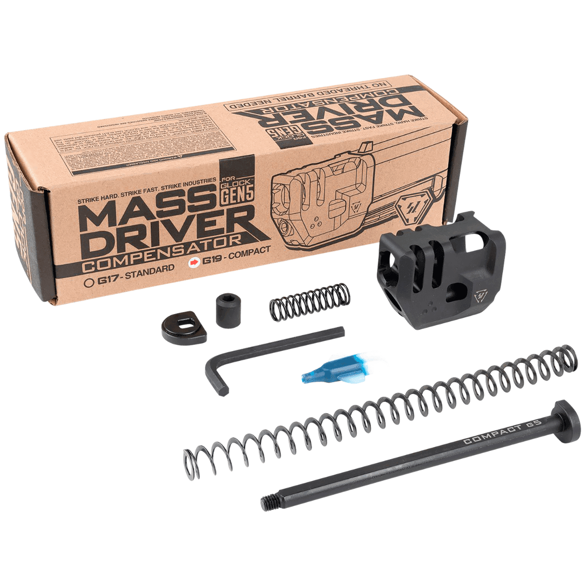 Strike Industries Mass Driver Compensator for Glock 19 Gen 5 - G5MDCOMPC Strike Industries Mass Driver Compensator for Glock 19 Gen 5 - G5MDCOMPC