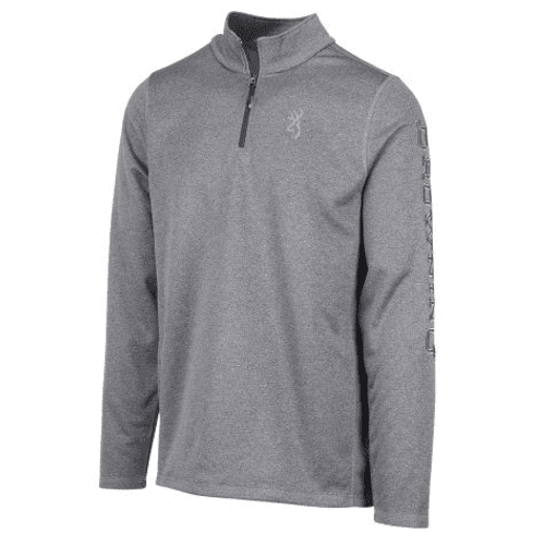Browning Men's Heather Pitch Quarter Zip Pullover - Heather/Black Browning Men's Heather Pitch Quarter Zip Pullover - Heather/Black